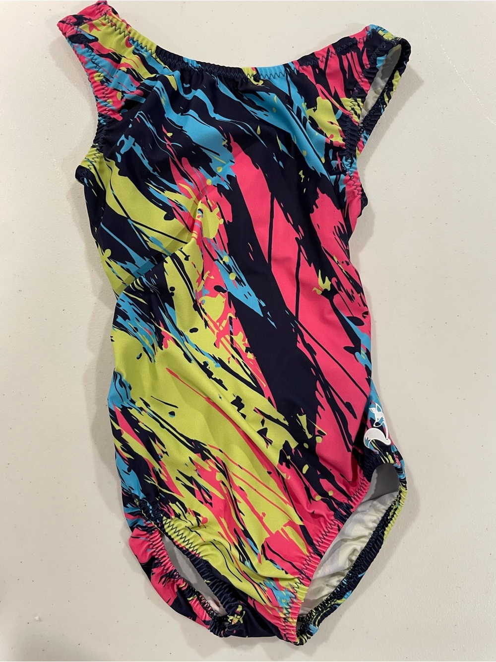 Foxy’s 7 Paint Splash Open-back Leotard One-Piece Swimsuit